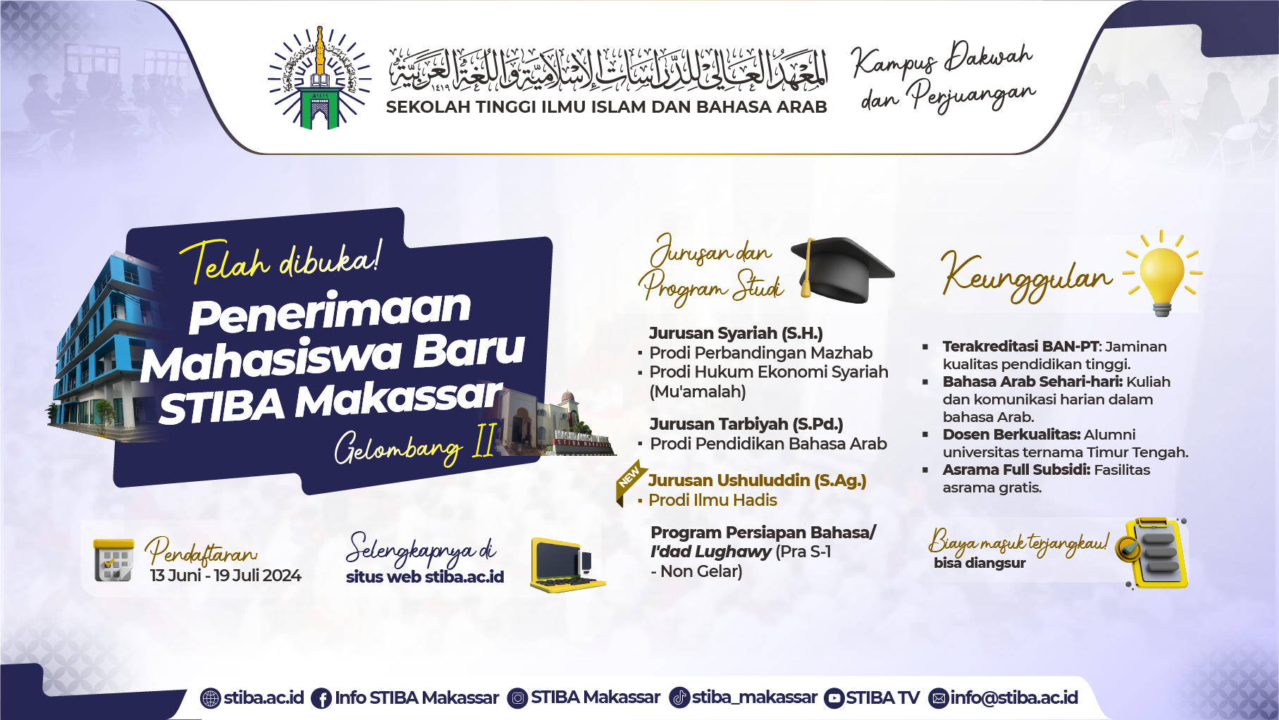 Penerimaan Mahasiswa Baru Gelombang II STIBA Makassar